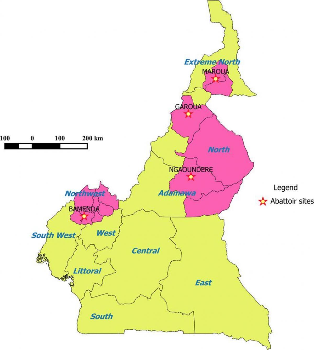 Kamerun treguar rajonet hartë