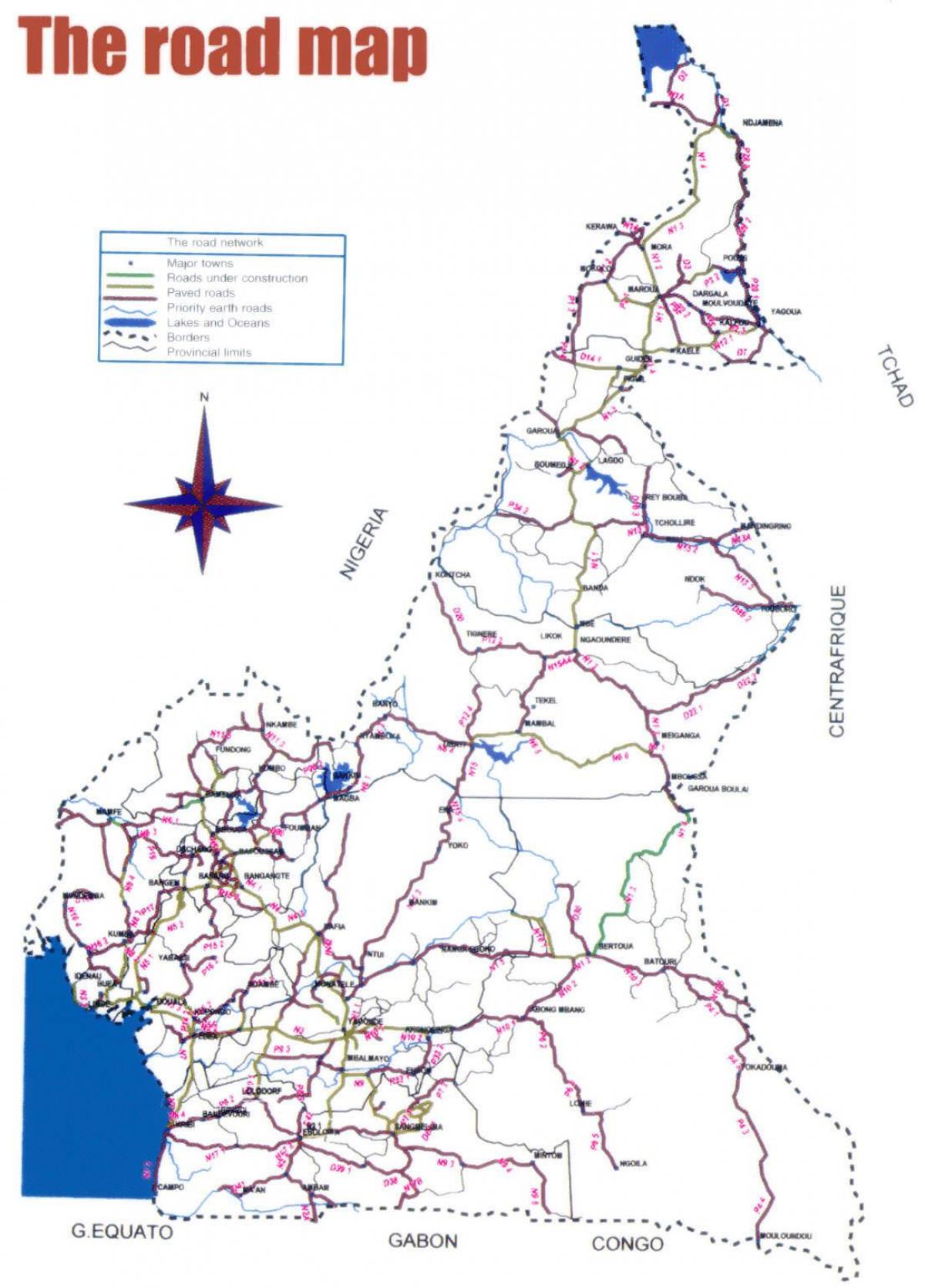 Harta e rrugës Kamerun