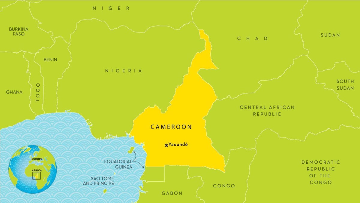 harta e Kamerun dhe vendet fqinje
