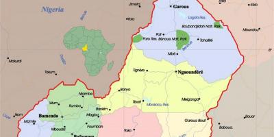 Kamerun hartë me qytetet
